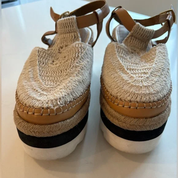 FREE PEOPLE Platform Espadrille Sandals Size 6 Leather Ankle Strap Boho Summer - Picture 5 of 10